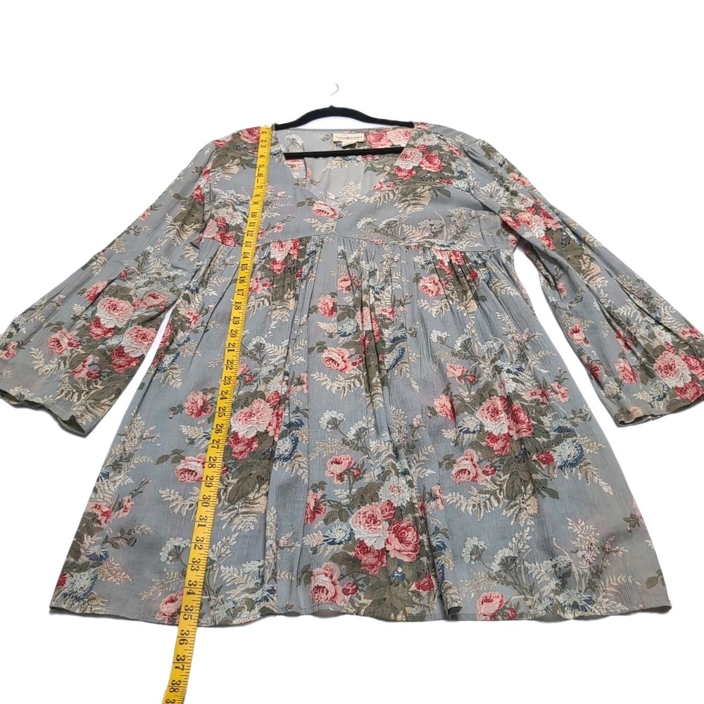 Denim & Supply Ralph Lauren Babydoll Mini Dress L Green Floral Pockets Prairie - Picture 13 of 14
